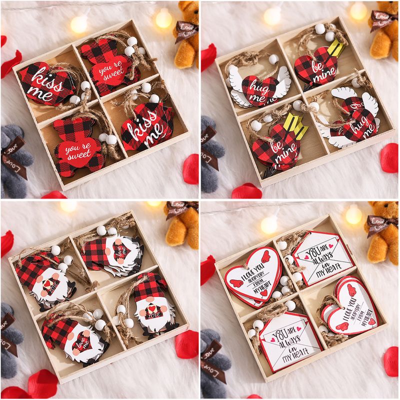 Valentine's Day Romantic Letter Heart Shape Wood Holiday Daily Hanging Ornaments