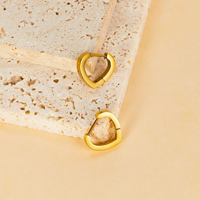 1 Pair Simple Style Heart Shape Stainless Steel Earrings