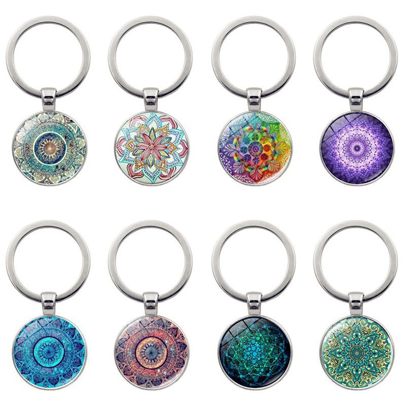 Simple Style Round Alloy Glass Women's Bag Pendant Keychain