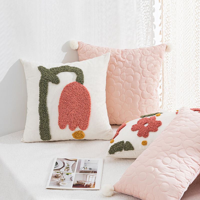 Pastoral Plant Solid Color Polyester Pillow Cases