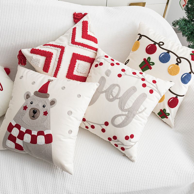 Casual Cute Letter Bear Solid Color Polyester Pillow Cases