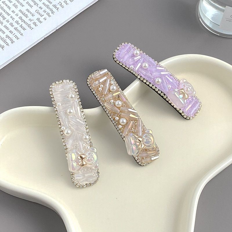 Women's Cute Classic Style Bear Alloy Inlay Artificial Crystal Artificial Pearls Hair Clip