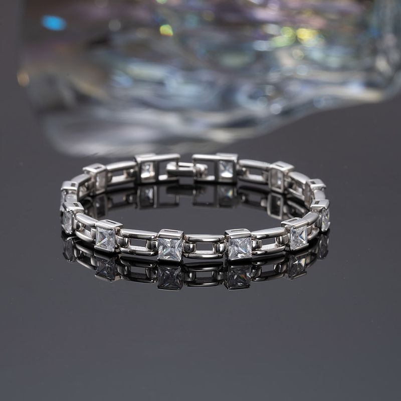 Elegant Einfarbig Sterling Silber Überzug Inlay Zirkon 14 Karat Vergoldet Frau Armreif