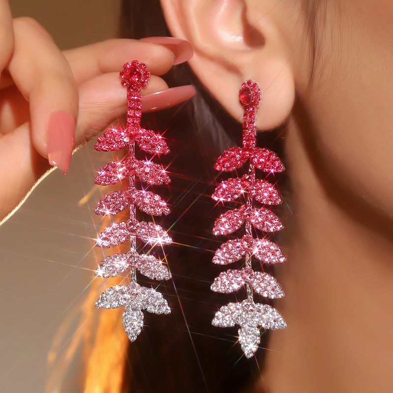 1 Pair Simple Style Commute Solid Color Plating Inlay Copper Rhinestones Silver Plated Drop Earrings