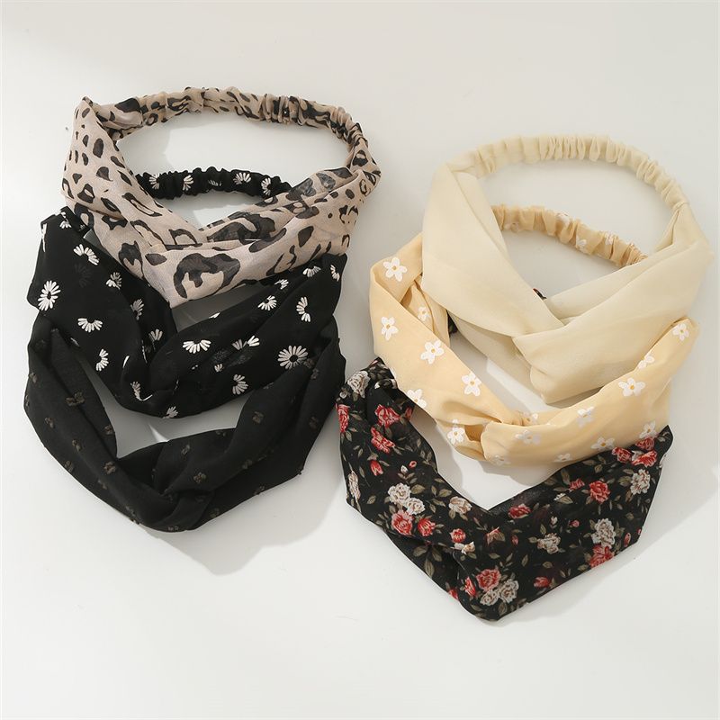 Women's Vintage Style Printing Flower Cloth Hair Band