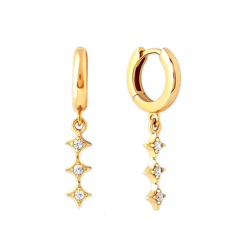1 Pair Ig Style Simple Style Star Inlay Copper Zircon Drop Earrings