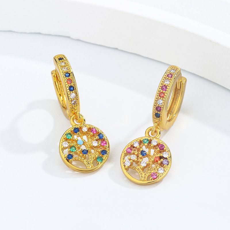 1 Pair Simple Style Classic Style Geometric Plating Inlay Copper Zircon 18k Gold Plated Drop Earrings