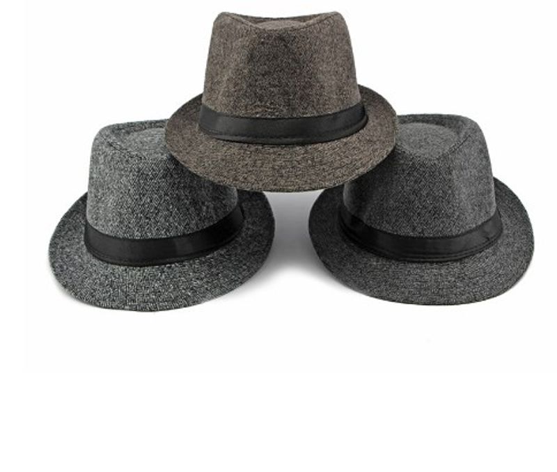Men's Commute Solid Color Big Eaves Fedora Hat