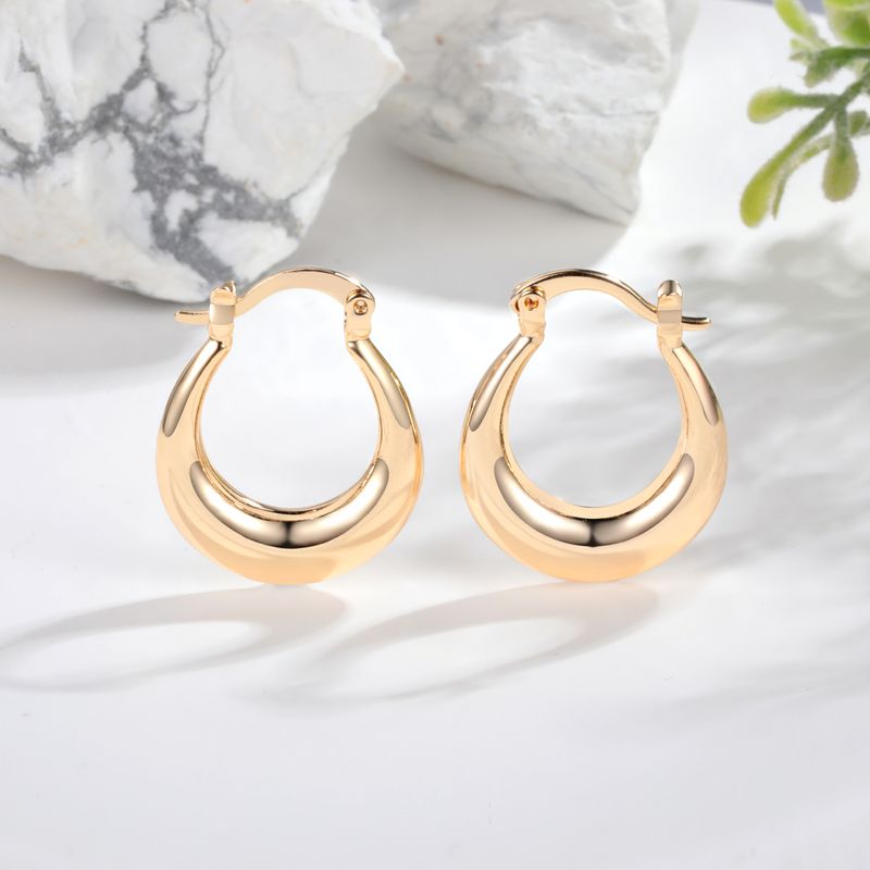 1 Pair Simple Style Round Copper 18K Gold Plated Hoop Earrings