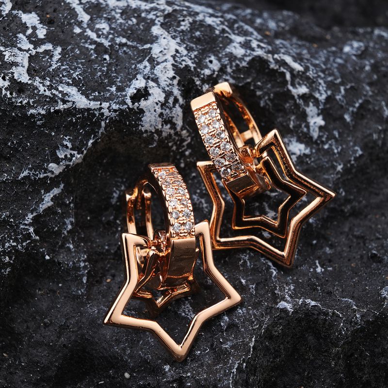 1 Pair Vintage Style Bell Plating Inlay Copper Zircon 24k Gold Plated Rose Gold Plated Ear Studs