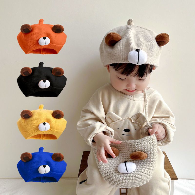 Children Unisex Cartoon Style Cute Simple Style Bear Beret Hat