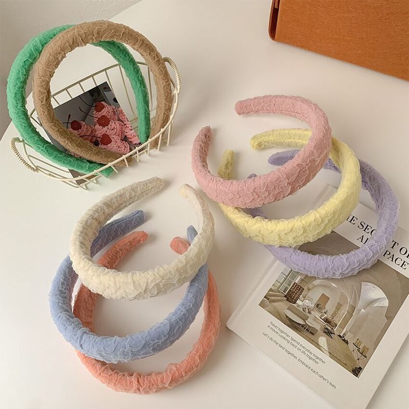 Women's Simple Style Solid Color Cloth Pleated Hair Band