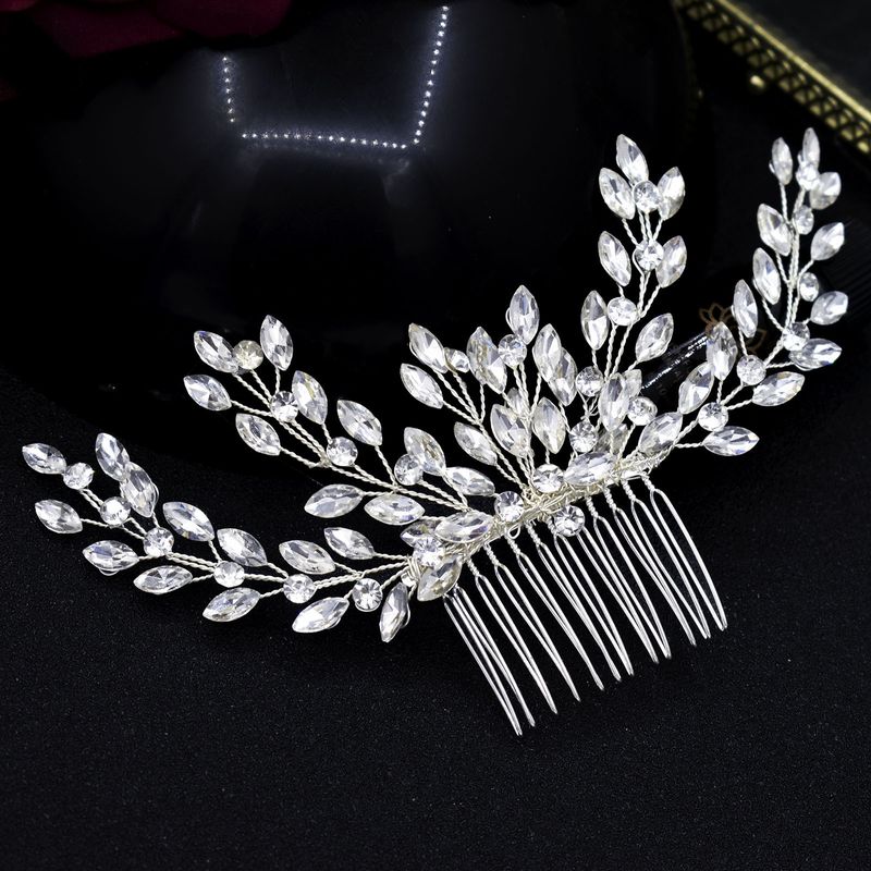 Femmes Élégant Sucré Fleur Strass Insert Peigne