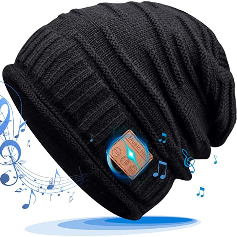 Fashion Blue Tooth Music Knitted Hat Autumn And Winter Warm Fleece-lined Blue Tooth Hat