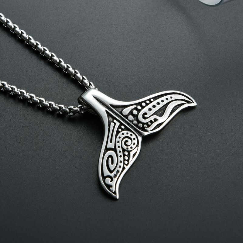 Hip-hop Retro Fish Tail Stainless Steel Men's Pendant Necklace