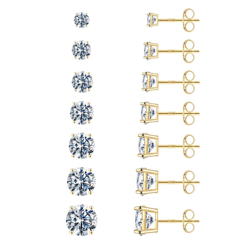 1 Set Cute Sweet Solid Color Plating Inlay Copper Zircon 14k Gold Plated Rose Gold Plated White Gold Plated Ear Studs