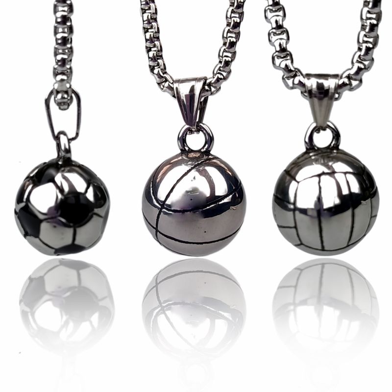 Simple Style Basketball Football Stainless Steel Plating Pendant Necklace