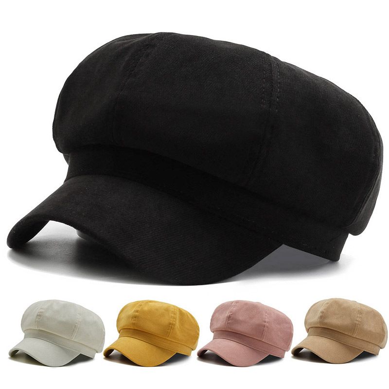 Women's Elegant Retro Simple Style Solid Color Curved Eaves Beret Hat