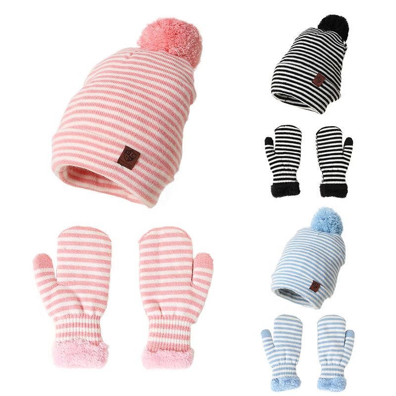 Children Unisex Korean Style Stripe Wool Cap