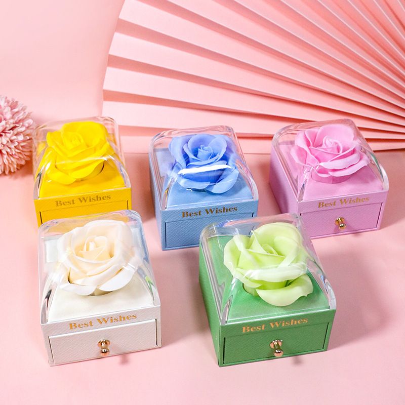 Romantic Simple Style Letter Flower Paper Jewelry Boxes