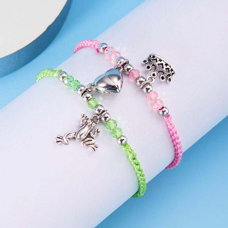 Décontractée Mignon Forme De Cœur Grenouille Corde Placage La Saint-valentin Unisexe Bracelets