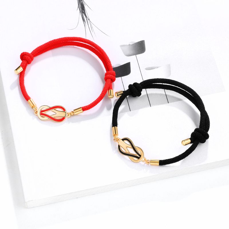 Simple Style Streetwear Geometric Alloy Rope Enamel Valentine's Day Couple Bracelets