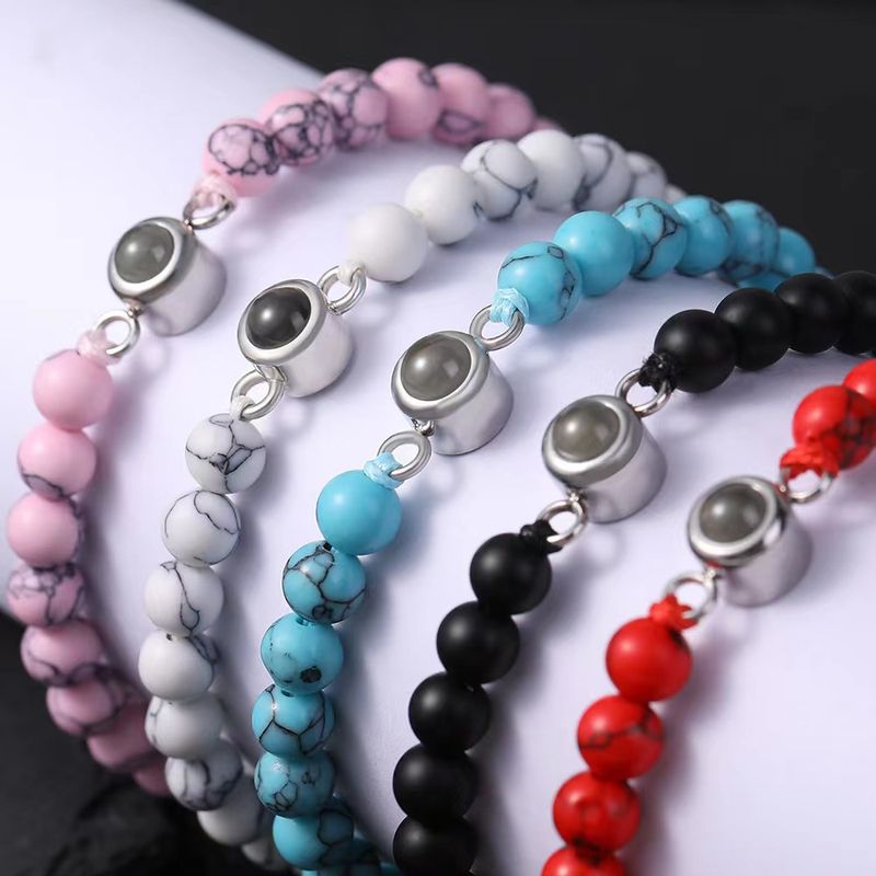 Elegant Vintage Style Geometric Solid Color Natural Stone Wholesale Bracelets