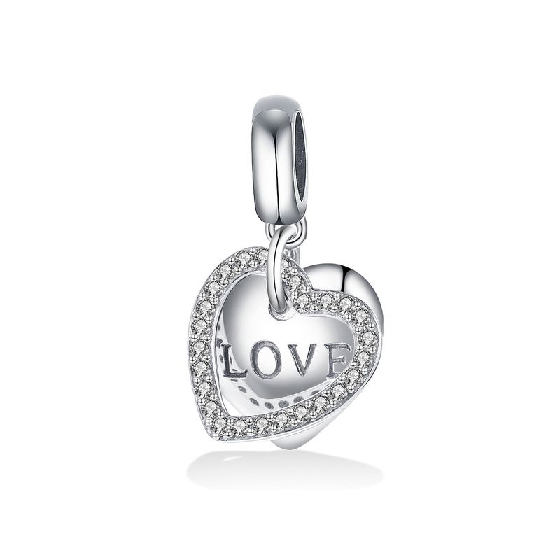 Basic Wedding Romantic Heart Shape Sterling Silver Beaded Plating Inlay Zircon Rhodium Plated Jewelry Accessories