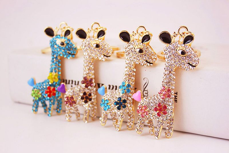 Simple Style Giraffe Alloy Inlay Rhinestones Women's Keychain
