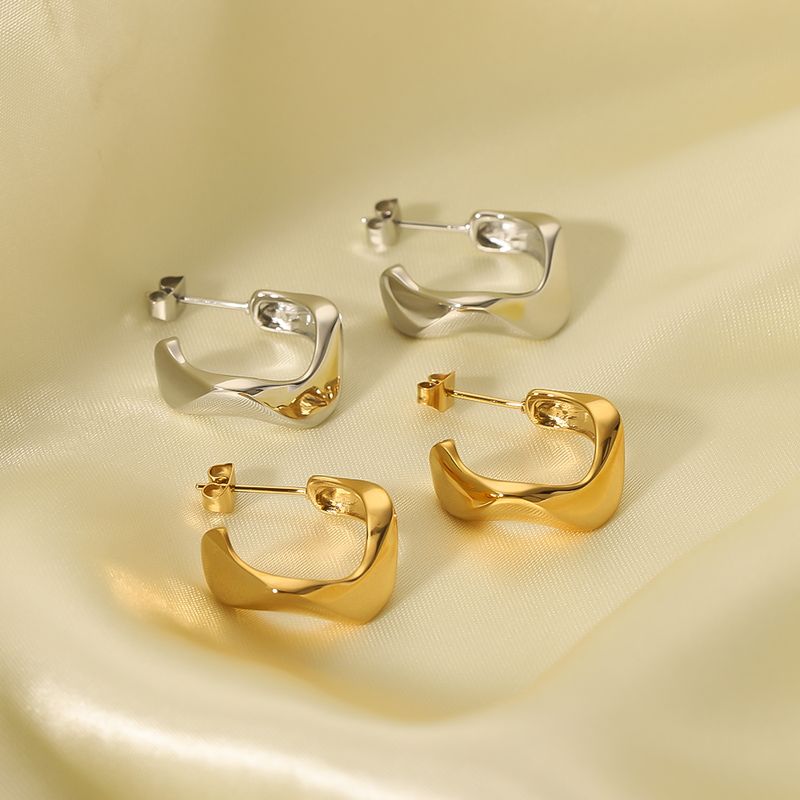1 Pair IG Style Simple Style Geometric Lines Rhombus Plating 304 Stainless Steel 18K Gold Plated Ear Studs