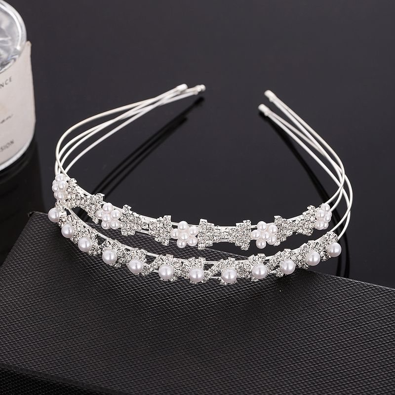 Women's Sweet Solid Color Alloy Rhinestone Plating Hair Band