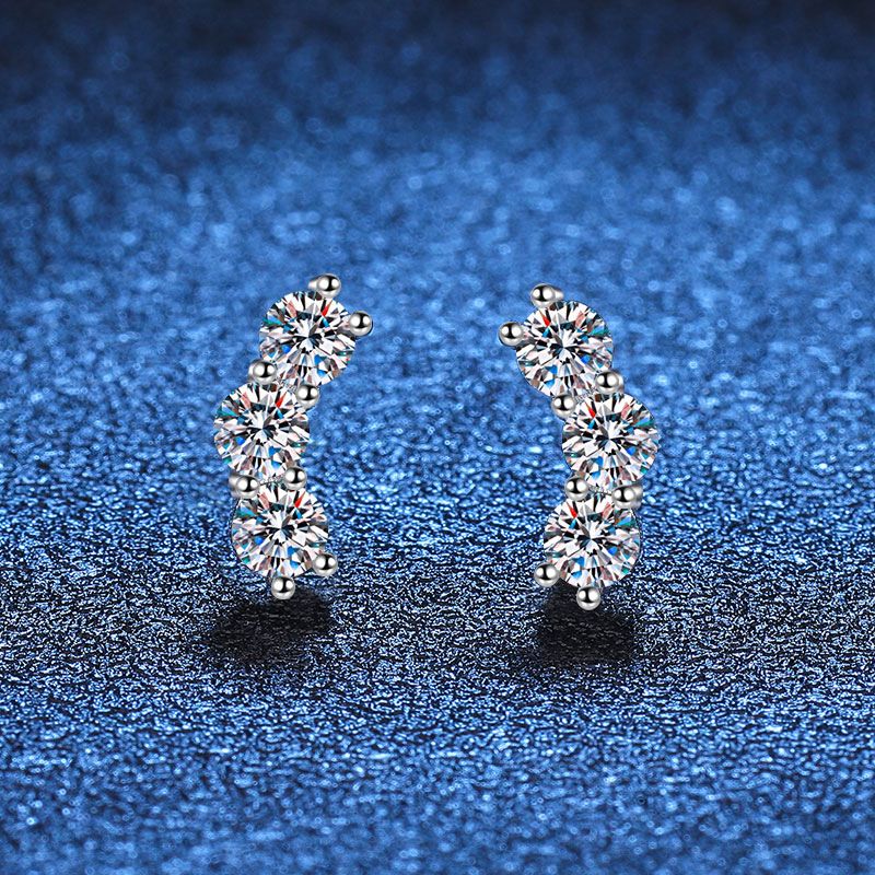 1 Pair Elegant Glam Solid Color Plating Inlay Sterling Silver Zircon White Gold Plated Ear Studs
