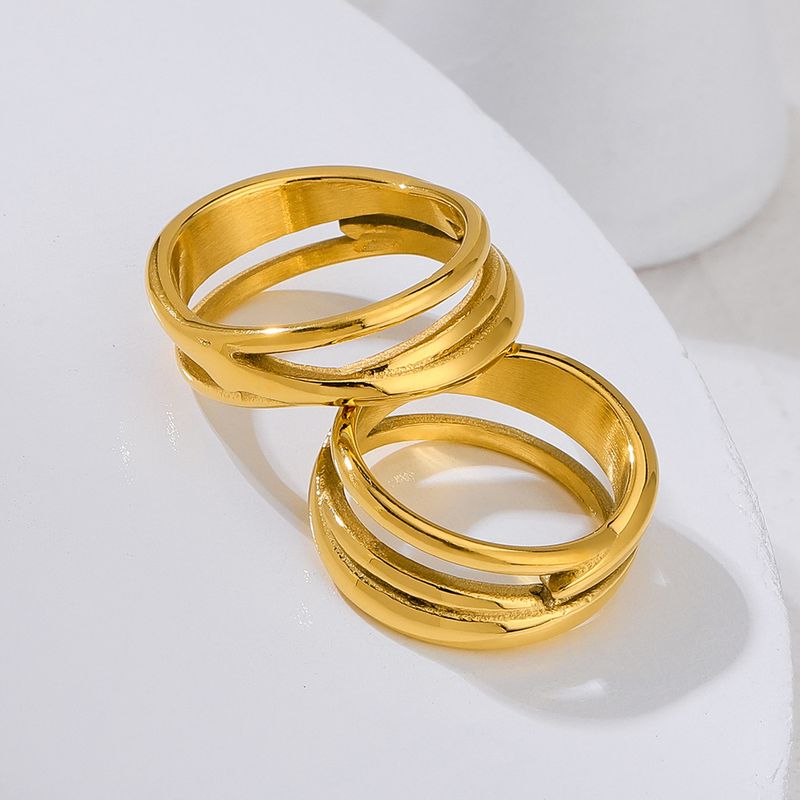 304 Stainless Steel 18K Gold Plated IG Style Simple Style Plating Geometric Rings