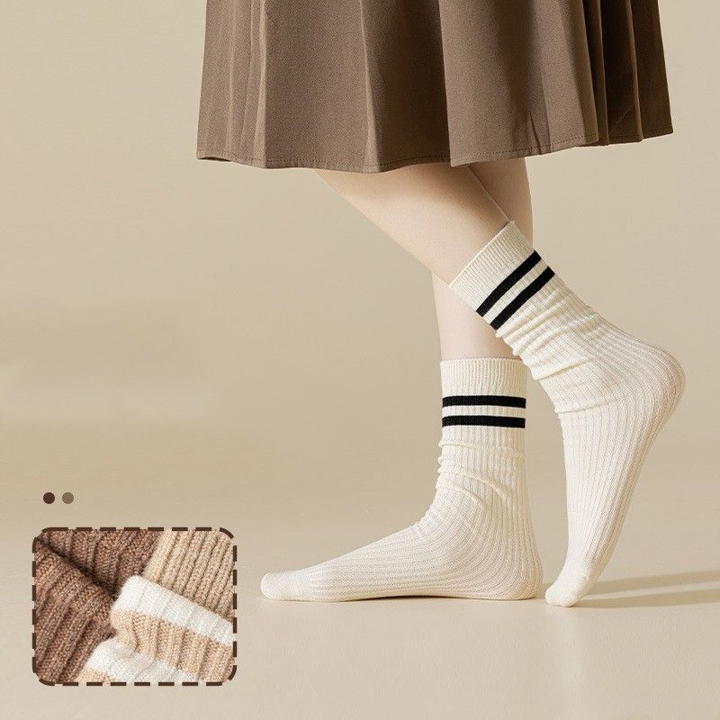 Women's Preppy Style Color Block Wool Crew Socks A Pair