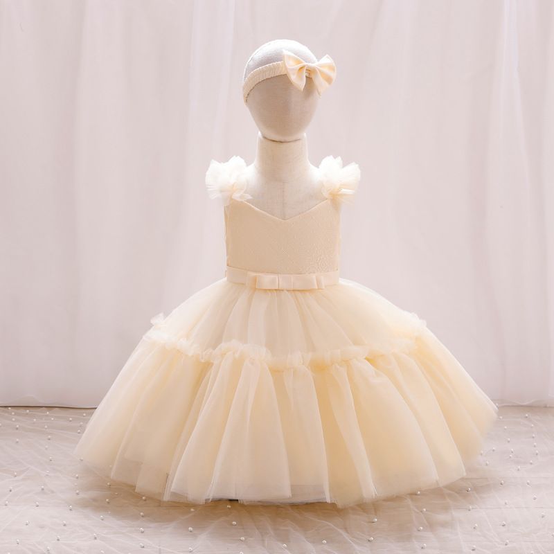 Elegante Princesa Color Sólido Poliéster Vestidos Para Niñas