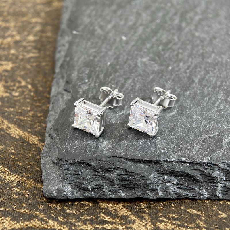 1 Pair Simple Style Geometric Inlay Sterling Silver Zircon Silver Plated Ear Studs