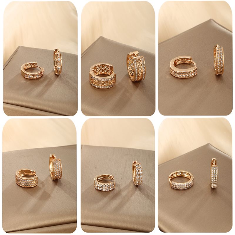 1 Paar Xuping Glänzend Einfarbig Überzug Inlay Kupferlegierung Künstlicher Diamant 18 Karat Vergoldet Ohrringe