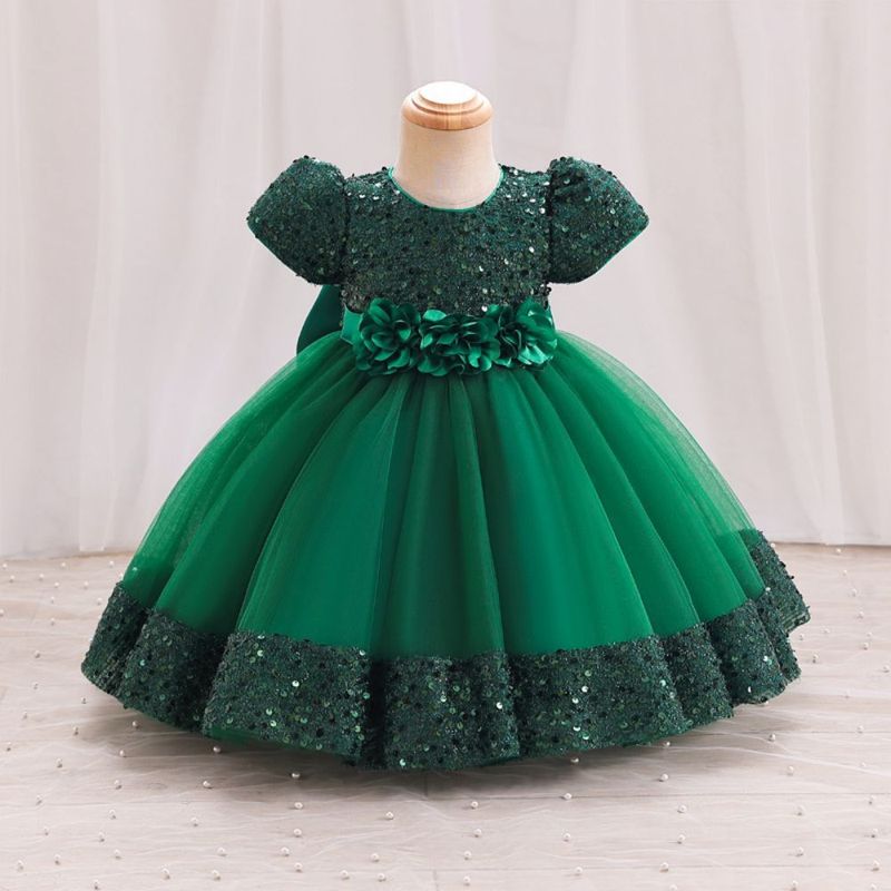 Elegant Solid Color Flower Polyester Girls Dresses