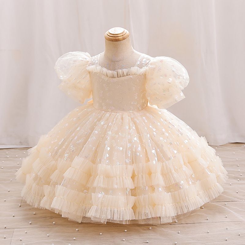 Elegante Romántico Color Sólido Poliéster Vestidos Para Niñas
