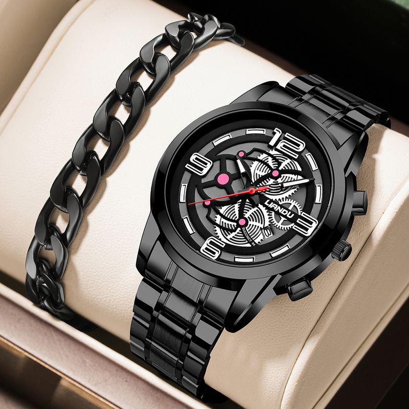 Casual Solid Color Buckle Quartz Men's Watches