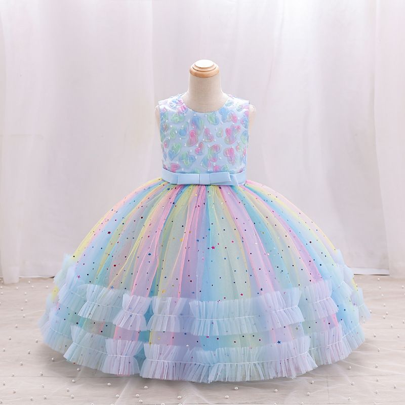 Elegante Lindo Bloque De Color Poliéster Vestidos Para Niñas