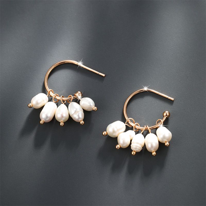 1 Pair Elegant Xuping Color Block Plating Inlay Alloy Artificial Pearls 18k Gold Plated Drop Earrings