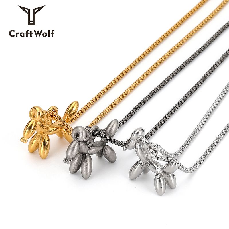 304 Stainless Steel 18K Gold Plated Cute Polishing Animal Pendant Necklace