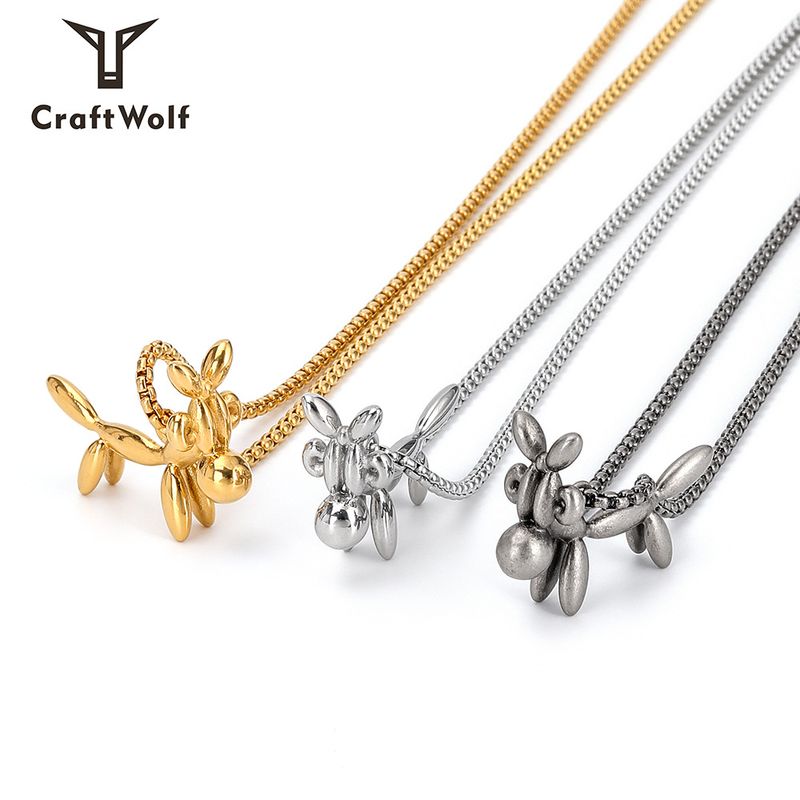 304 Stainless Steel 18K Gold Plated Cute Polishing Animal Pendant Necklace