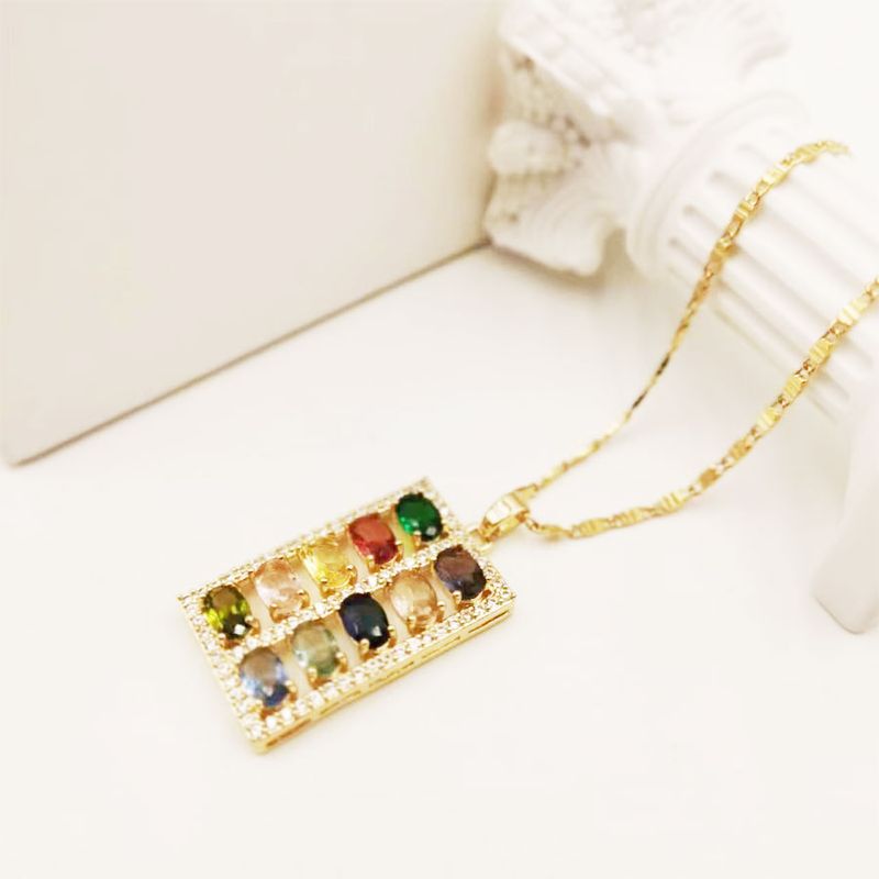 Ig Style Simple Style Rectangle Titanium Alloy Inlay Crystal Women's Pendant Necklace