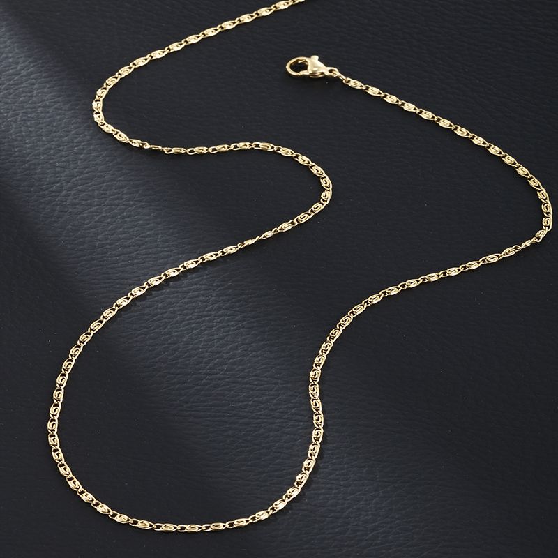 Xuping Modern Style Solid Color Stainless Steel Plating Chain 14k Gold Plated Necklace