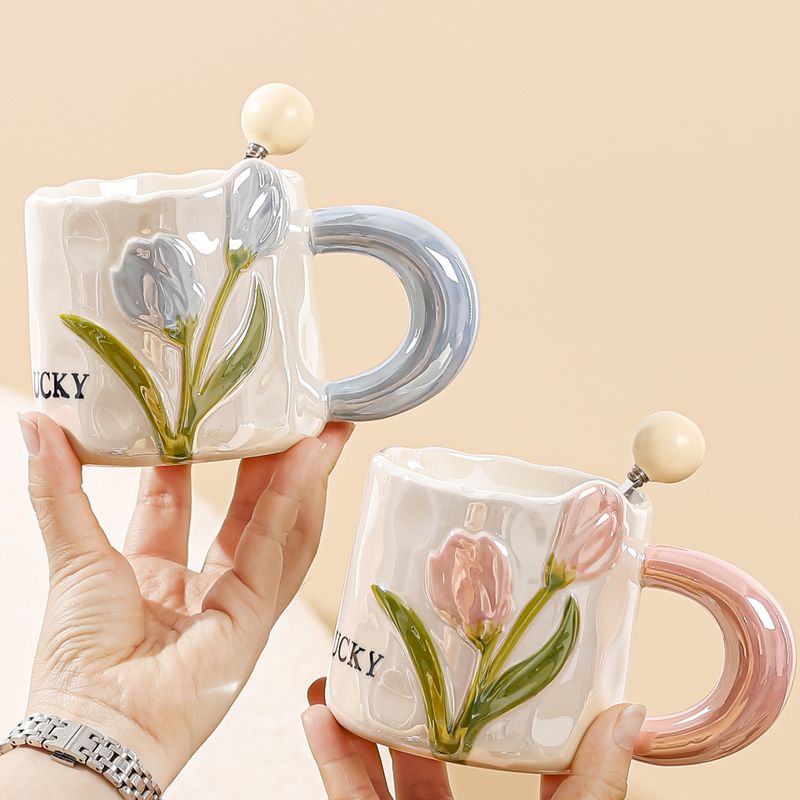 Elegant Blume Keramik Becher