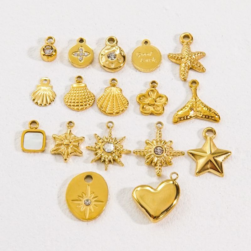 Vintage Style Star Heart Shape Stainless Steel Plating Inlay Zircon Charms