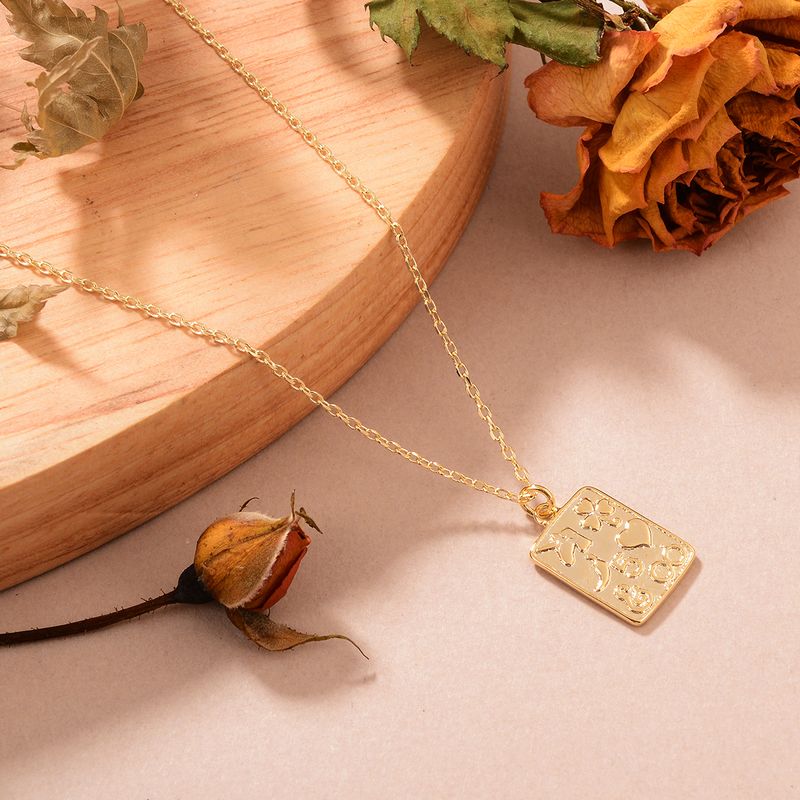 Ig Style Sweet Heart Shape Flower Copper 14k Gold Plated Pendant Necklace In Bulk