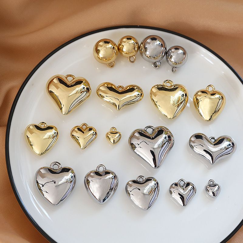Simple Style Round Heart Shape Plastic Plating Charms